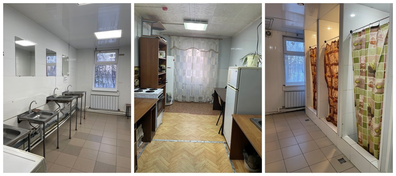 Коллаж холла и санузла общежития ИП Титова в Новом Уренгое